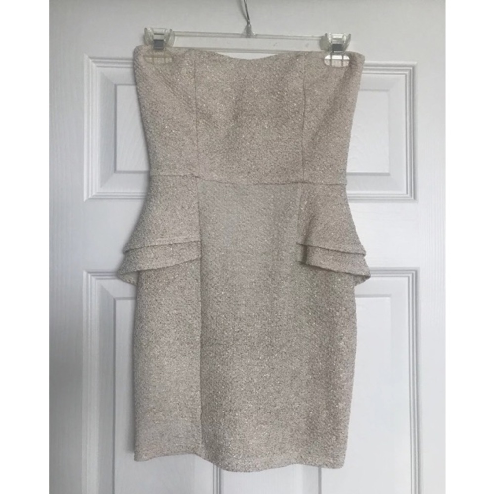 A’GACI OFF WHITE PEPLUM DRESS